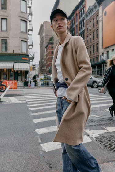 Zara SOFT BASIC COAT - Mid-camel