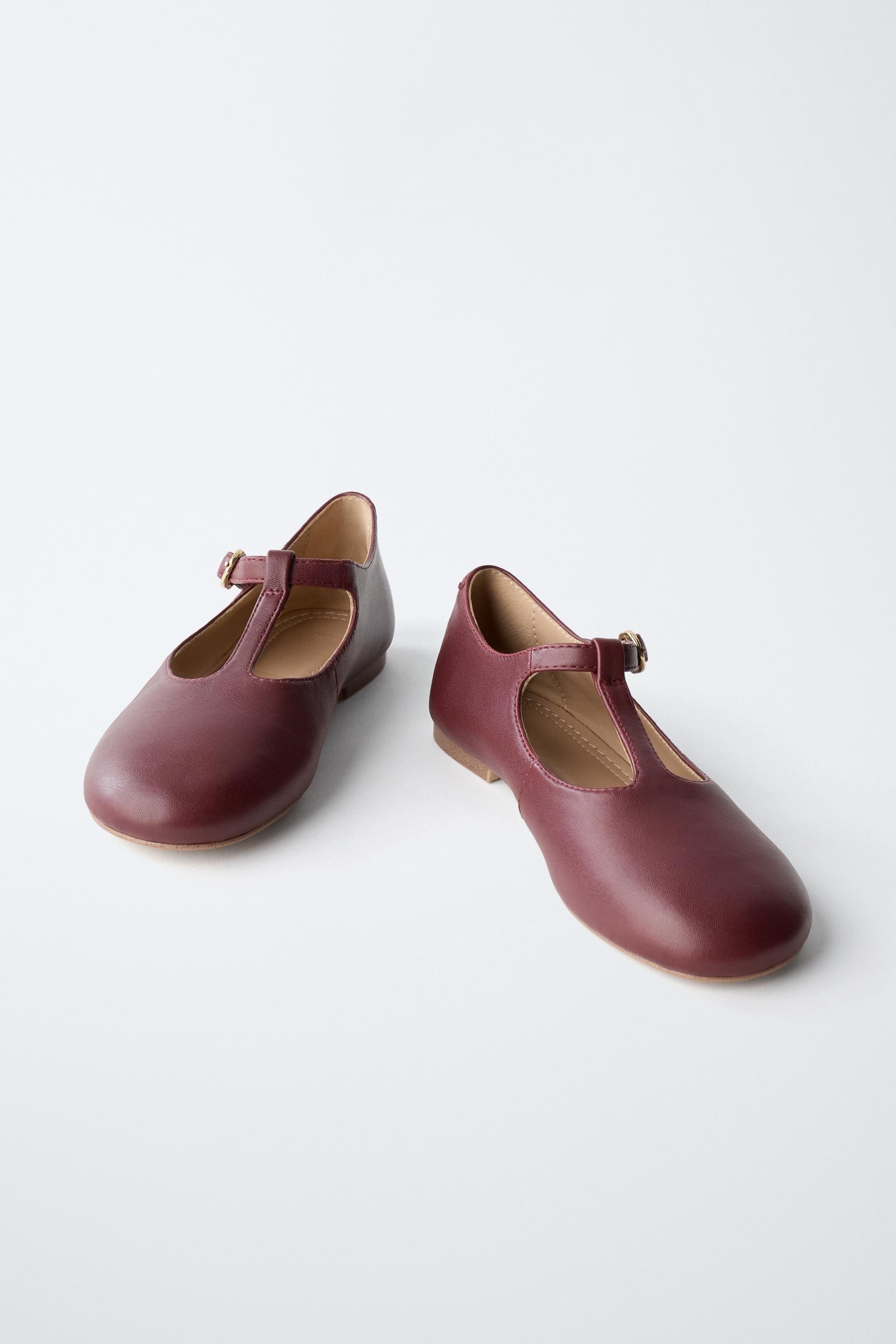 LEATHER T-BAR BALLET FLATS