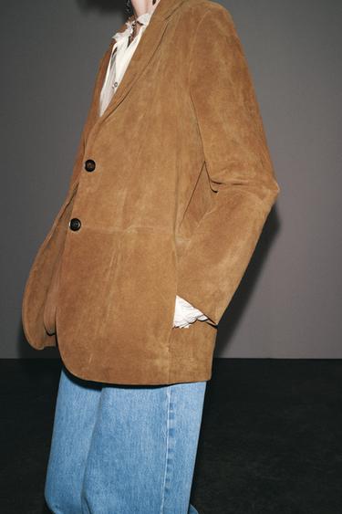 BLAZER EN CUIR 100 % ZW COLLECTION LIMITED EDITION - Sable de Zara - Image 3