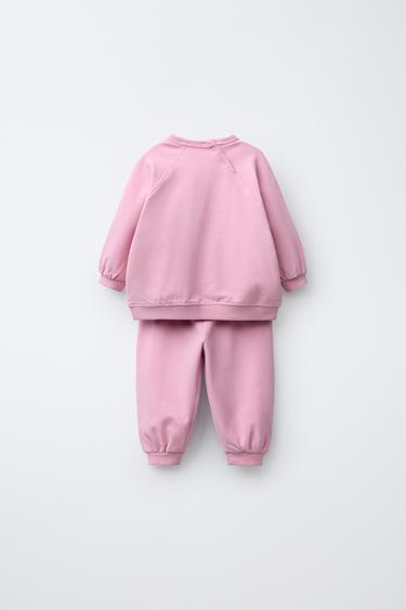 EMBROIDERED TOWELLING SWEATSHIRT AND JOGGERS SET - Pink by Zara - Image 1