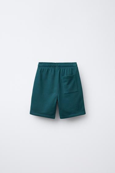 EMBROIDERED JOGGING BERMUDA SHORTS - Green by Zara - Image 1