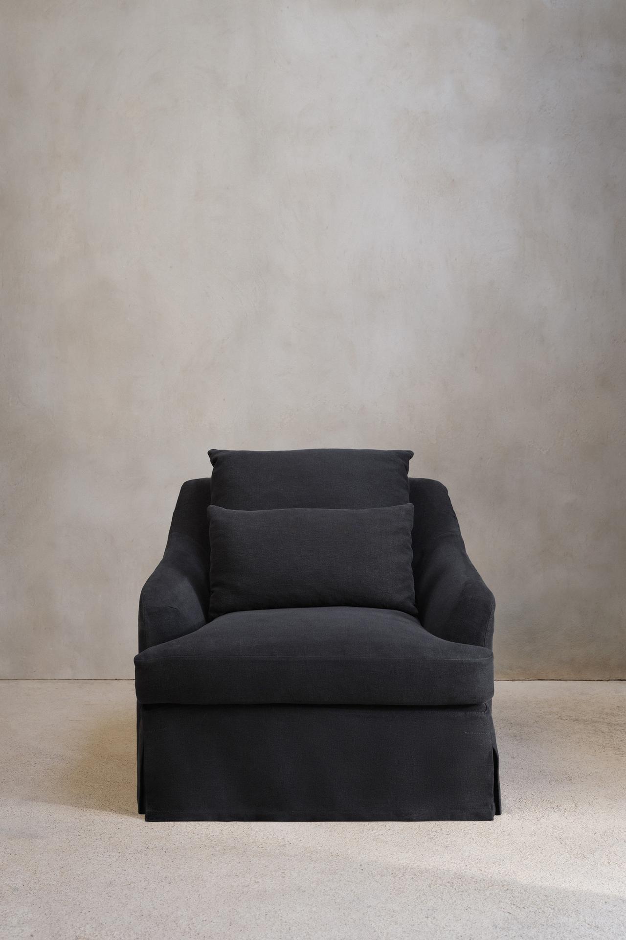 ARMCHAIR 01 LINEN COVER — MIDNIGHT BLUE