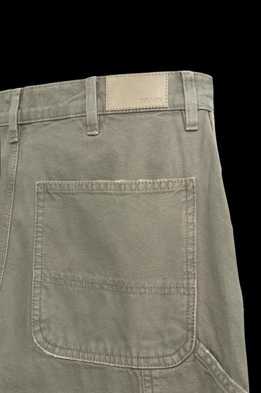 PANTALÓN CARPINTERO EFECTO LAVADO - Verde claro de Zara