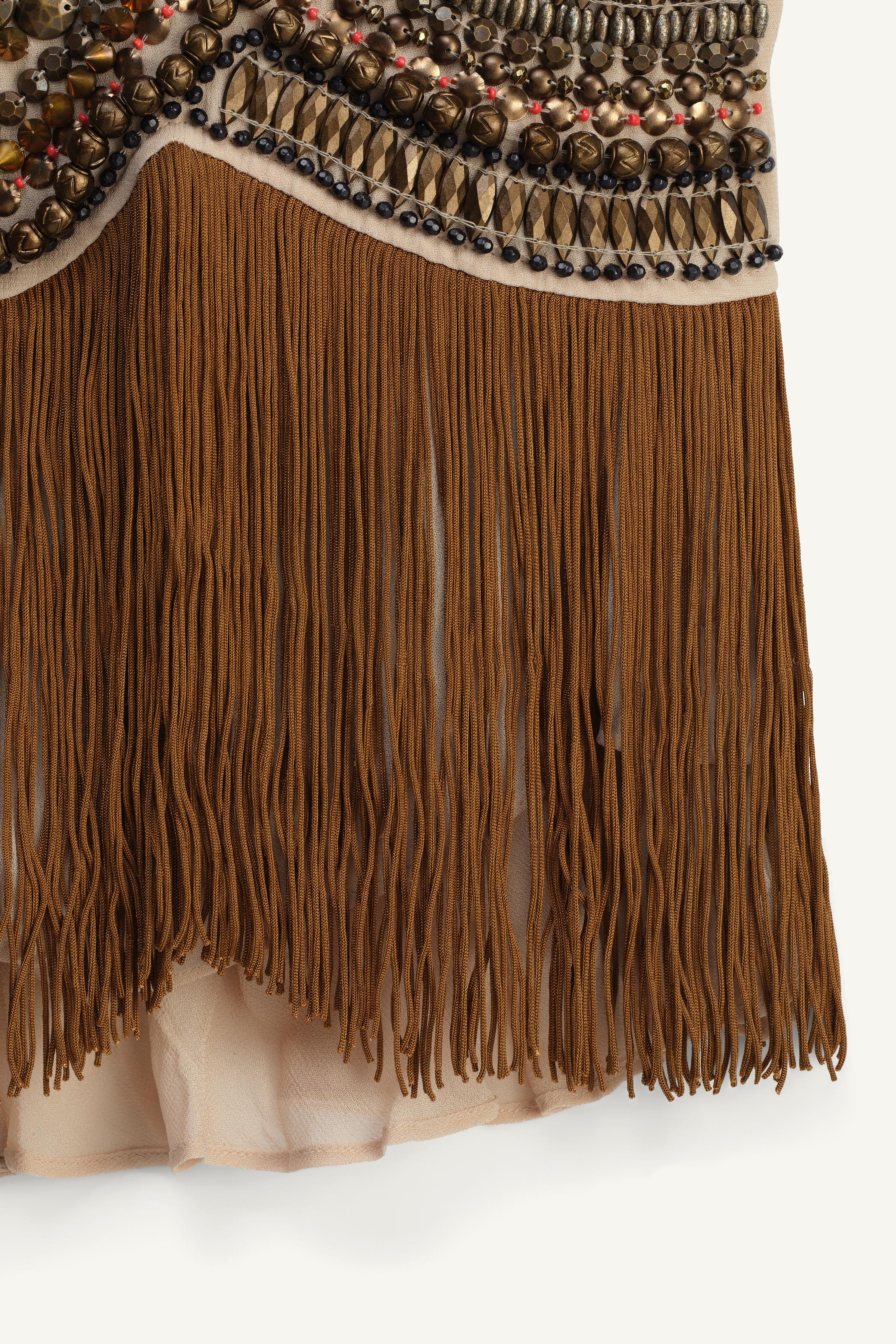 LIMITED EDITION FRINGE EMBROIDERED TOP - taupe brown | ZARA