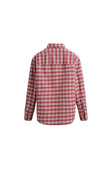 Zara BUTTON-DOWN COLLAR PLAID SHIRT - Red