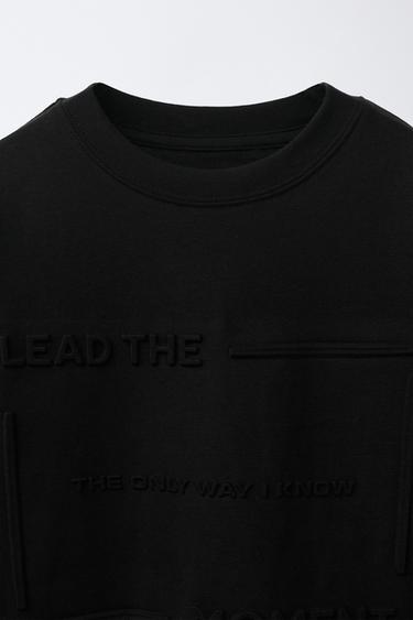 EMBOSSED SHAPE T-SHIRT - Black by Zara - Image 2