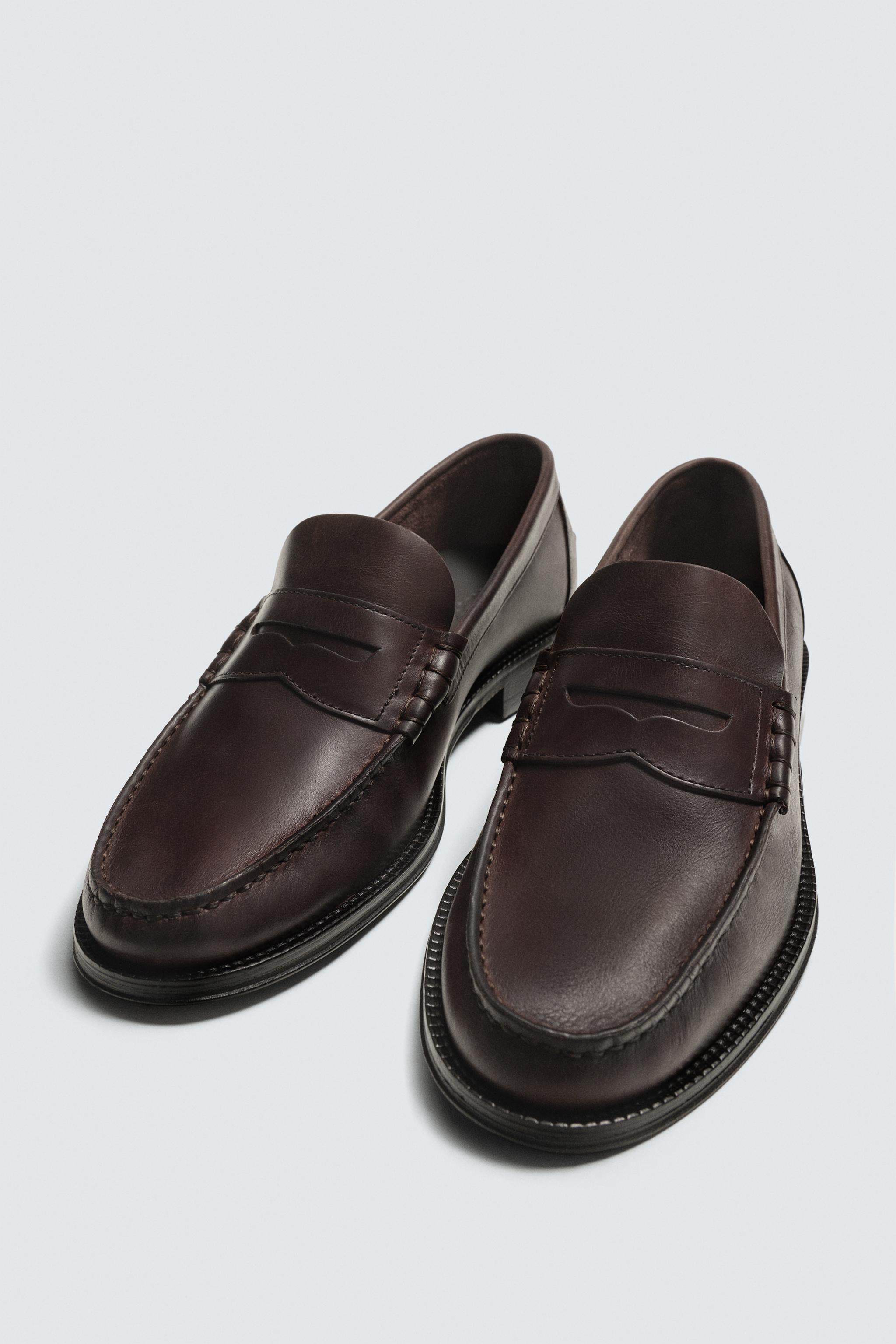ペニーストラップ レザーローファー - ブラウン | ZARA Japan / 日本