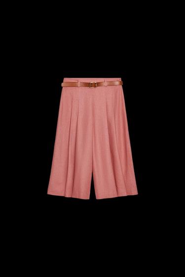 BERMUDA LARGA CINTURÓN CON LINO - MARSALA de Zara - Imagen 0