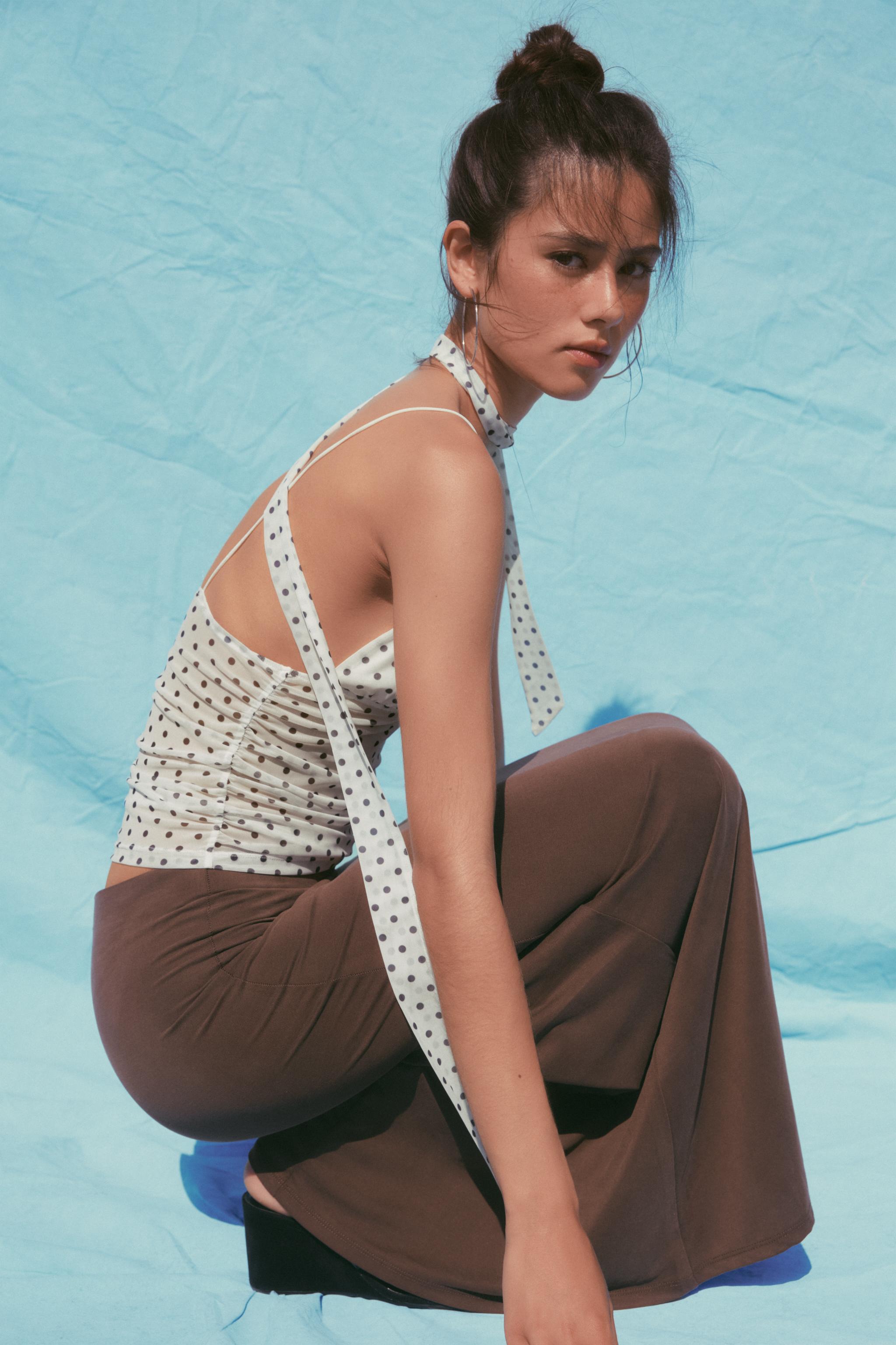 POLKA DOT SCARF TOP - Black / White | ZARA United States