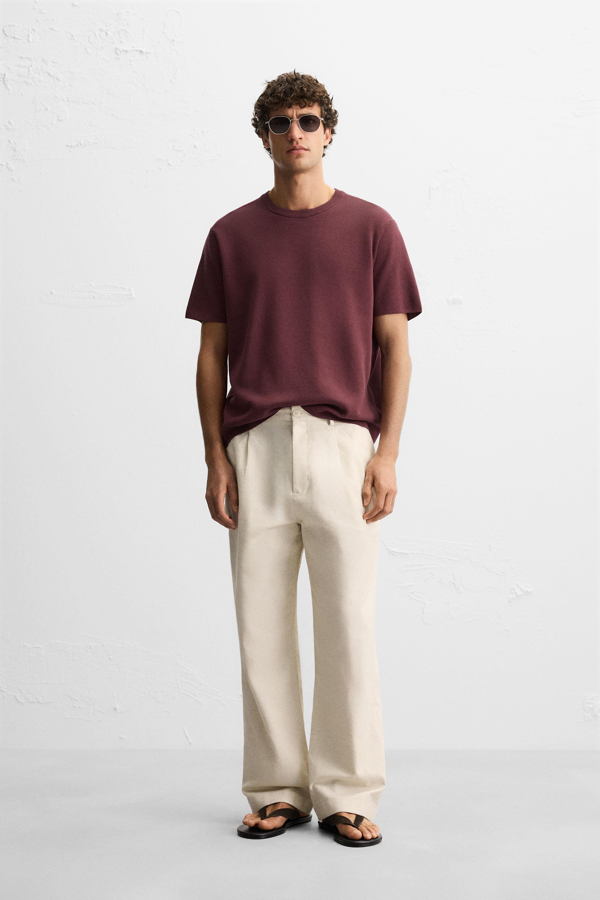 COTTON - LINEN PLEATED PANTS - Light beige | ZARA United States