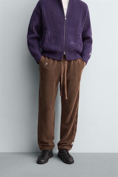 KNITTED JOGGERS WITH SIDE TAPING X SR_A - Brown by Zara