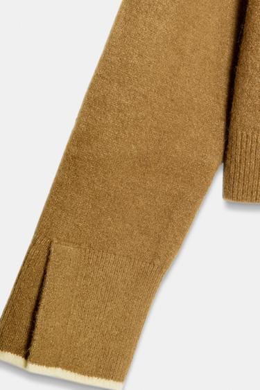 PULL EN MAILLE AVEC LISERÉS EN CONTRASTE - Moutarde de Zara - Image 6