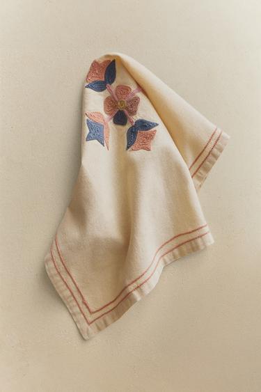 エンブロイダリー コットン テーブルナプキン（2枚セット）ピンクZaraのエンブロイダリー コットン テーブルナプキン（2枚セット） - ピンク 