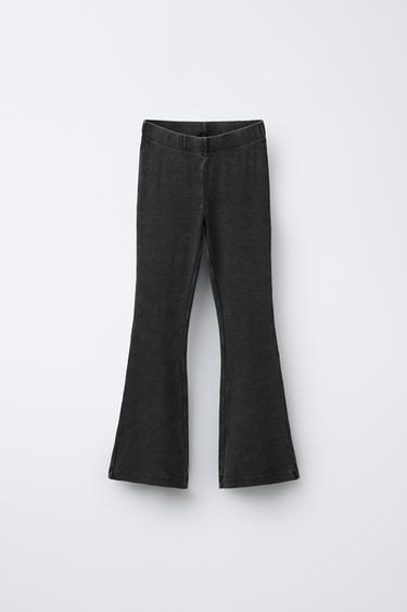 ENSEMBLE T-SHIRT GRAMMAGE LOURD ET LEGGING ÉVASÉ CÔTELÉ EFFET DÉLAVÉ - Noir de Zara - Image 5