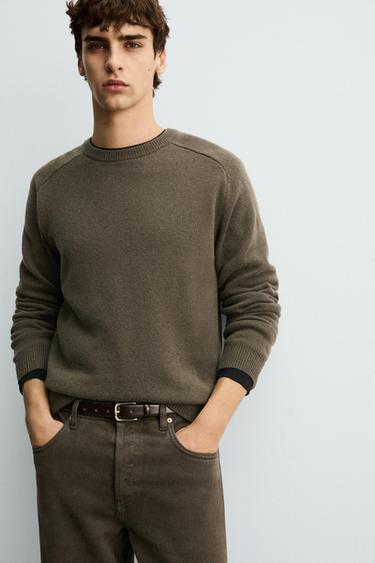 REGULAR FIT WOOL BLEND JUMPER - Olive green by Zara - Image 4