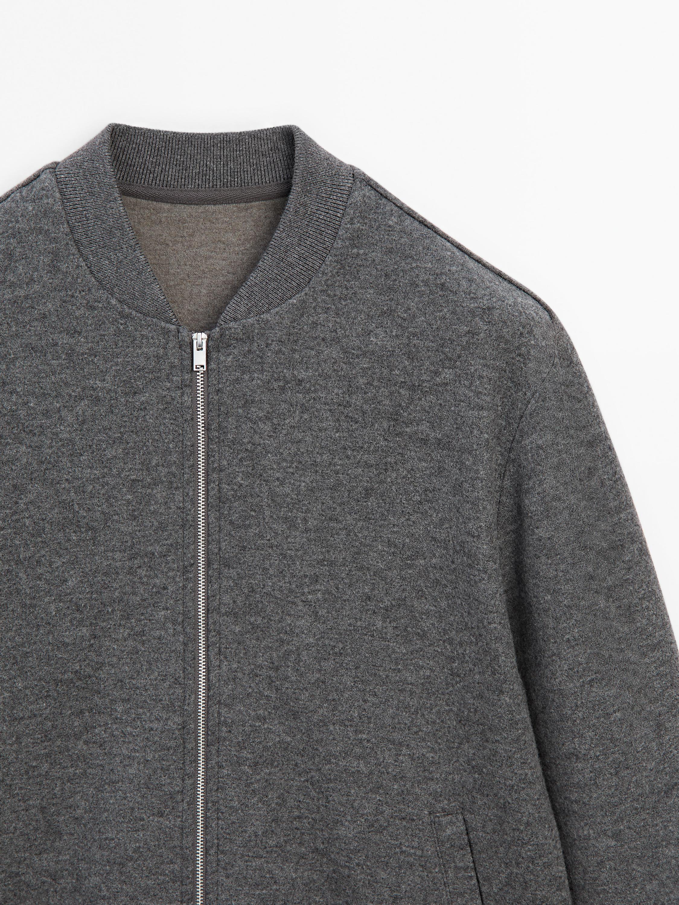 Double wool blend bomber jacket - Anthracite grey | ZARA Double wool blend bomber jacket - Anthracite grey | ZARA