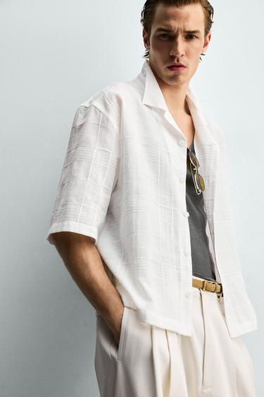 CHEMISE RELAXED FIT COTON-LIN - Blanc de Zara - Image 4