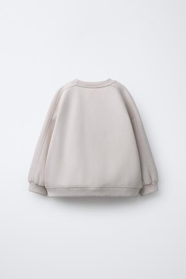 SWEAT AVEC INSCRIPTION EN RELIEF - Beige clair de Zara - Image 1