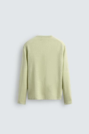 PULL COL TUNISIEN 100% CHANVRE - Vert clair de Zara - Image 1