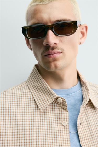 RELAXED FIT CHECK SHIRT WITH CONTRAST EMBROIDERY - CAMEL/WHITE  by Zara - Image 5