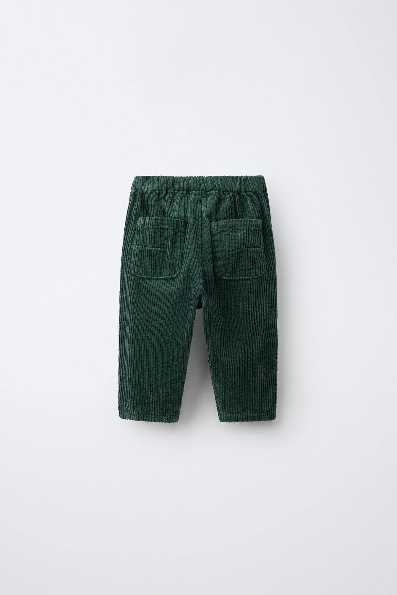 CORDUROY BAGGY PANTS — Mid-green