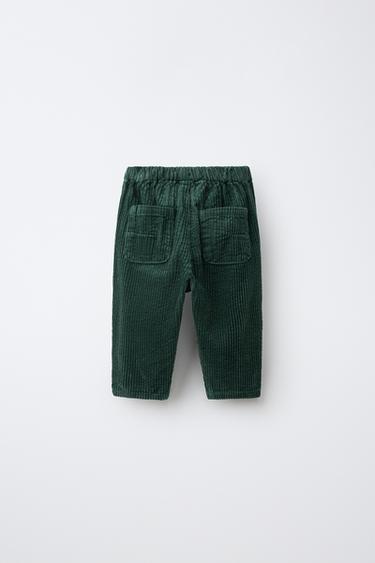 CORDUROY BAGGY PANTS — Mid-green 2
