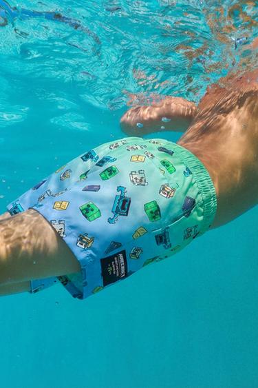 MINECRAFT © MOJANG AB. ™ SWIM SHORTS - Green / Blue by Zara