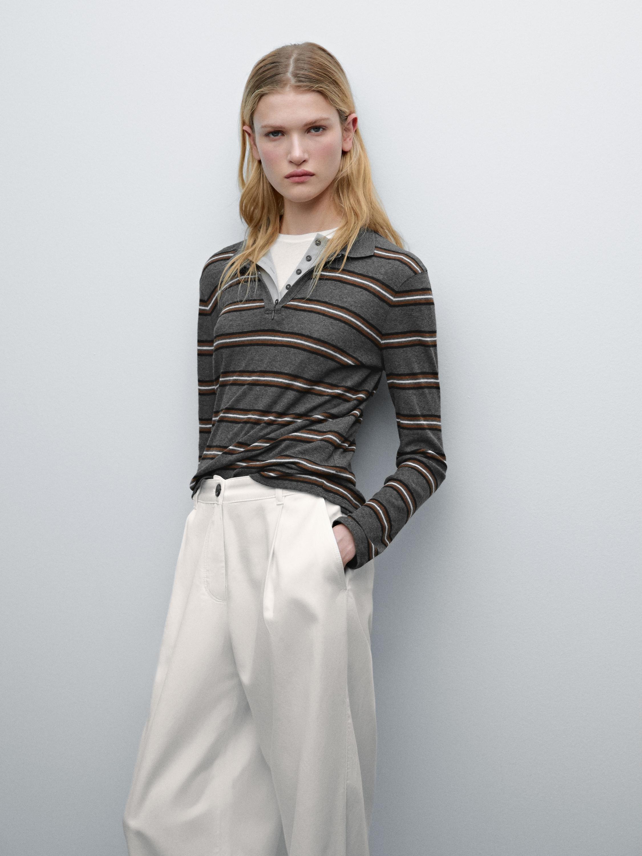 Flowing cotton blend trousers - Oyster-white | ZARA United