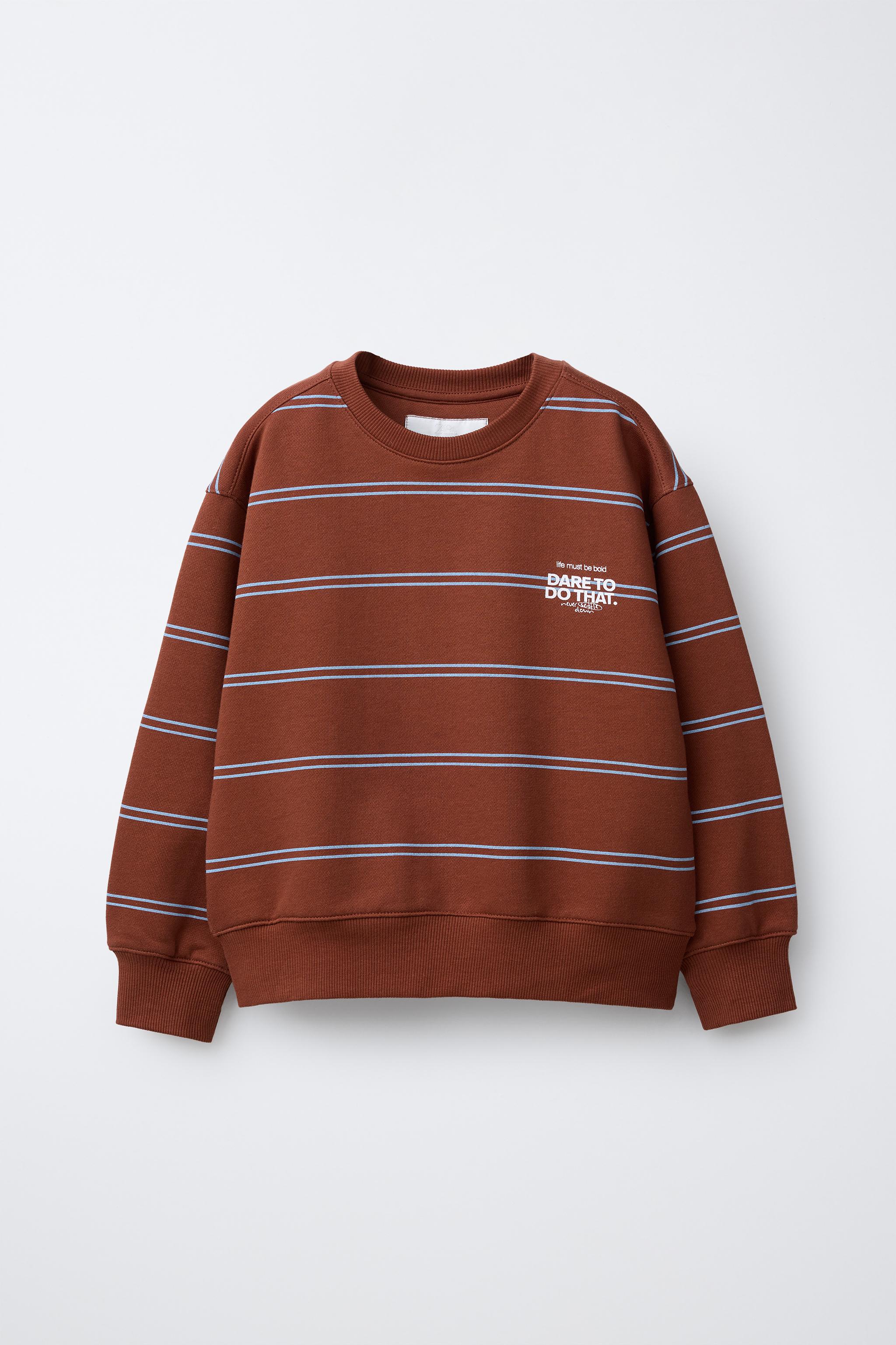 STRIPED TEXT SWEATSHIRT