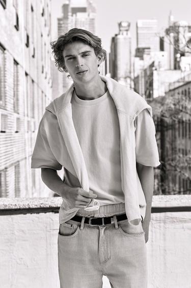 Zara REGULAR FIT HEAVYWEIGHT T-SHIRT - Light green