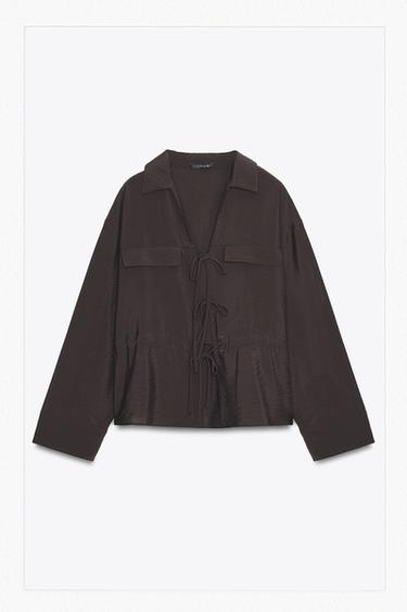 TIE SHIRT - Brown by Zara