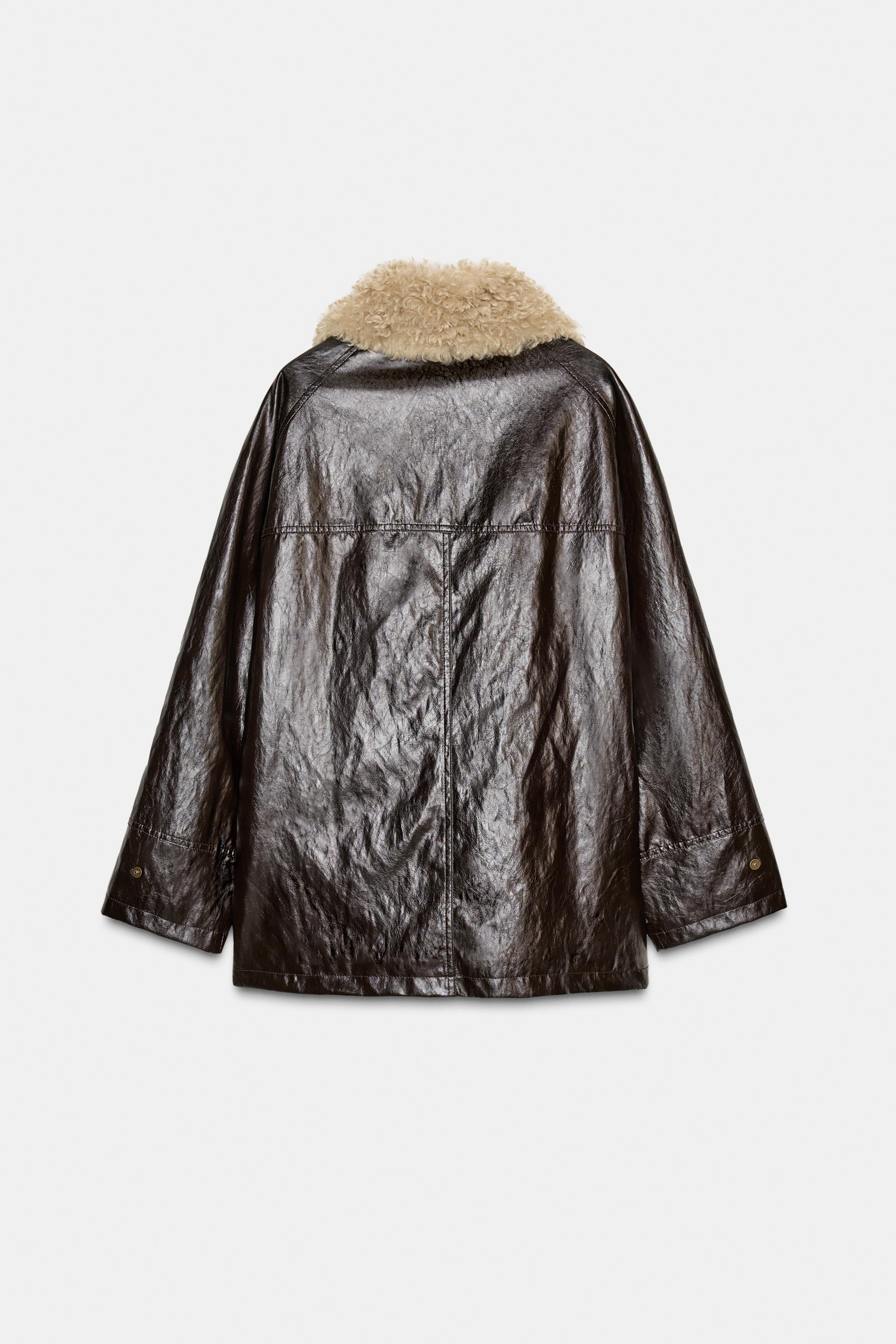 FAUX FUR COLLAR JACKET ZW COLLECTION - Brown | ZARA United States