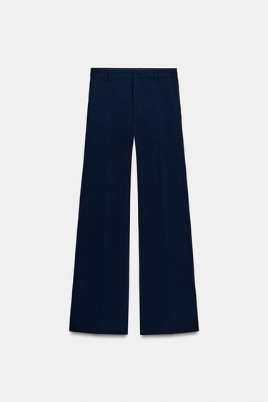 Zara ZW COLLECTION HIGH-WAISTED PANTS - Navy blue