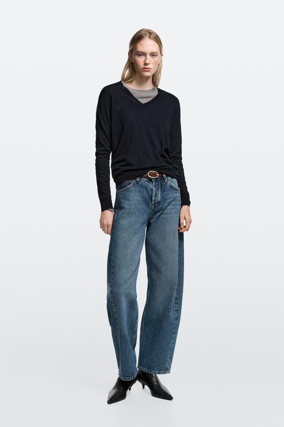 Zara Mid-waist balloon fit jeans - Mid-blue - Image 0