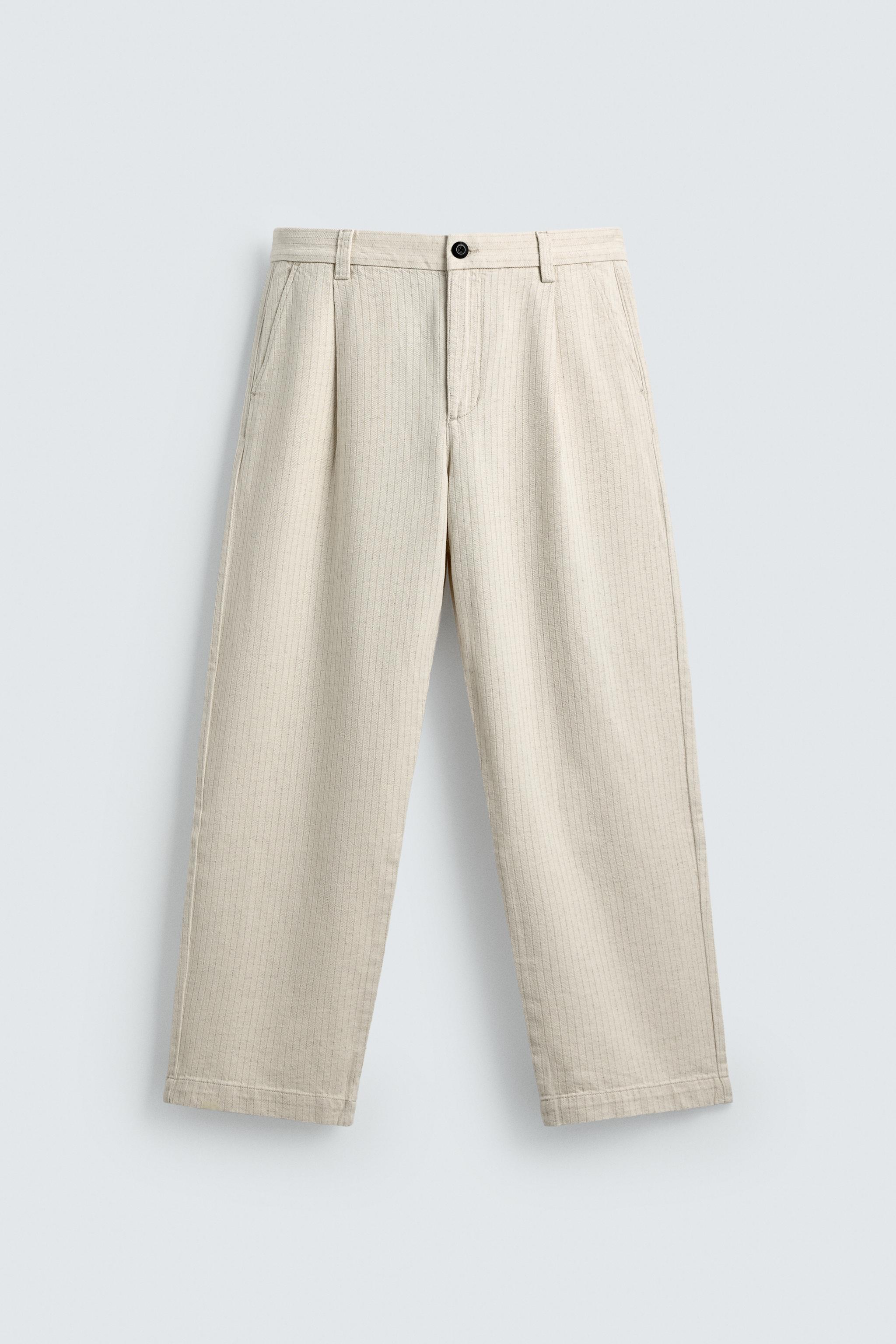 ZARA ストライプ柄リラックスフィットパンツ EU40(JP31) ZARA】ストライプ柄リラックスフィットパンツ (ZARA/デニム・ジーパン