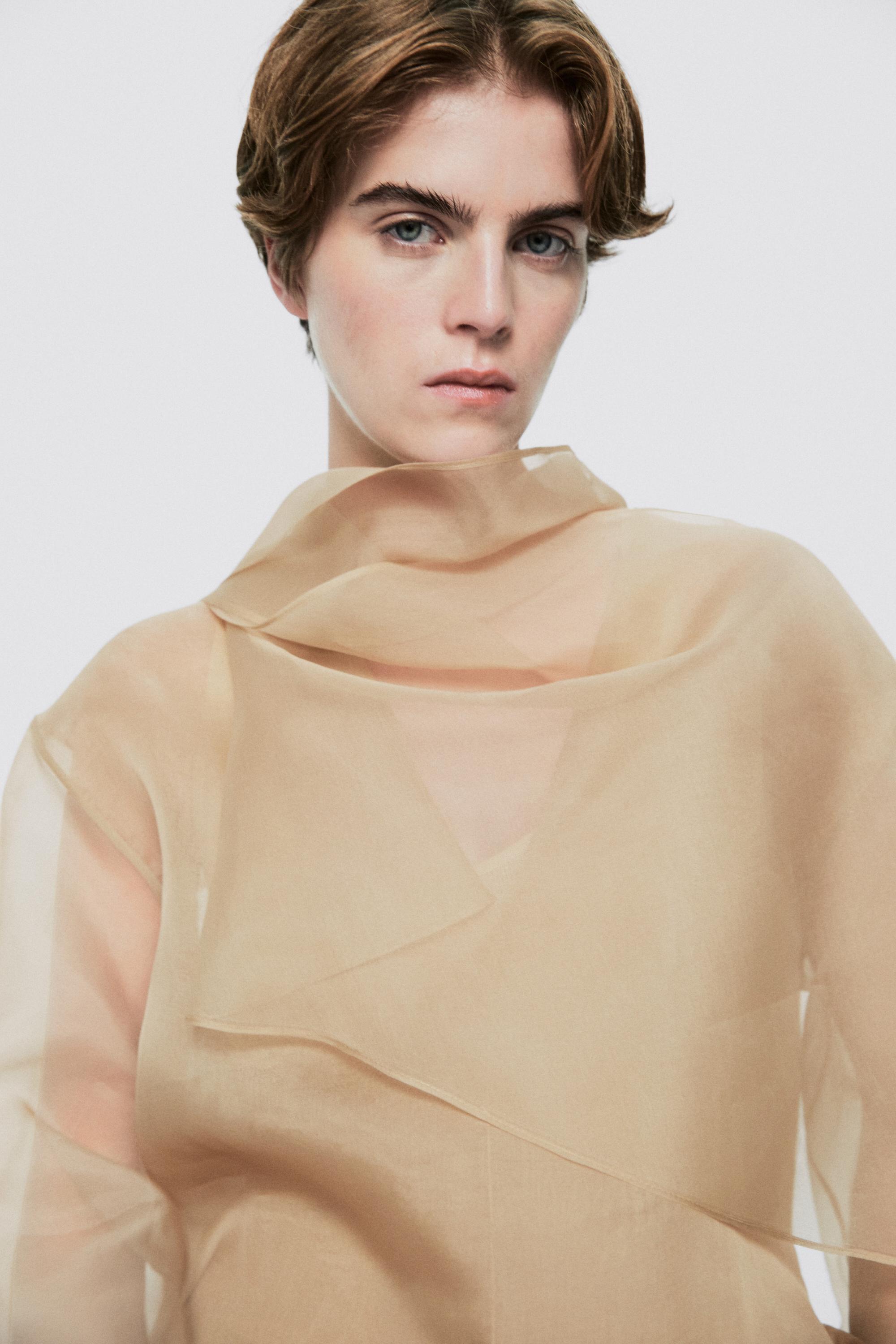 Flowing organza blouse with scarf detail - LIMITED EDITION