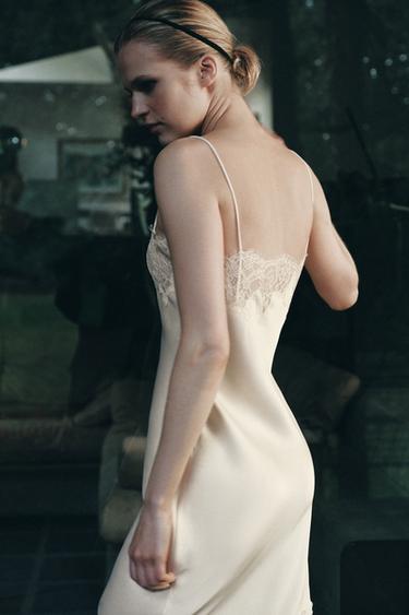 LACE CAMISOLE MIDI DRESS - Ecru by Zara - Image 3