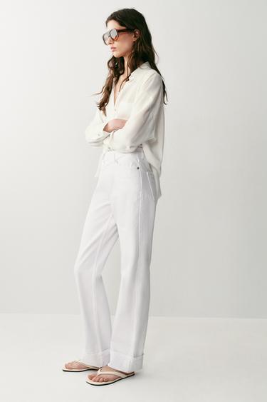 JEAN Z1975 DROIT TAILLE HAUTE ET CROISÉE - Blanc de Zara - Image 3