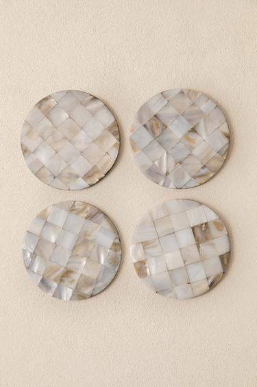 PACK OF MOTHER-OF-PEARL COASTERS (PACK OF 4) - Light beige by Zara