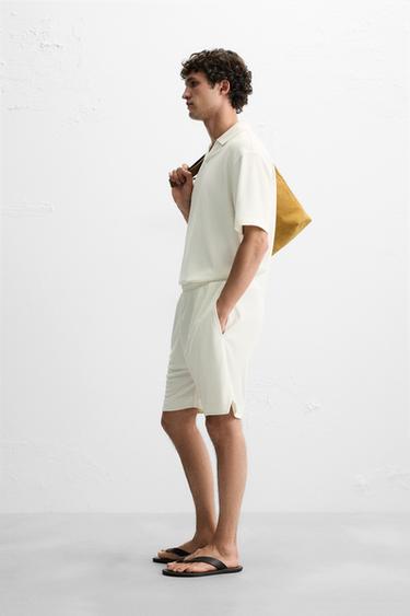 TEXTURED CHECK POLO SHIRT - Oyster-white by Zara - Image 3