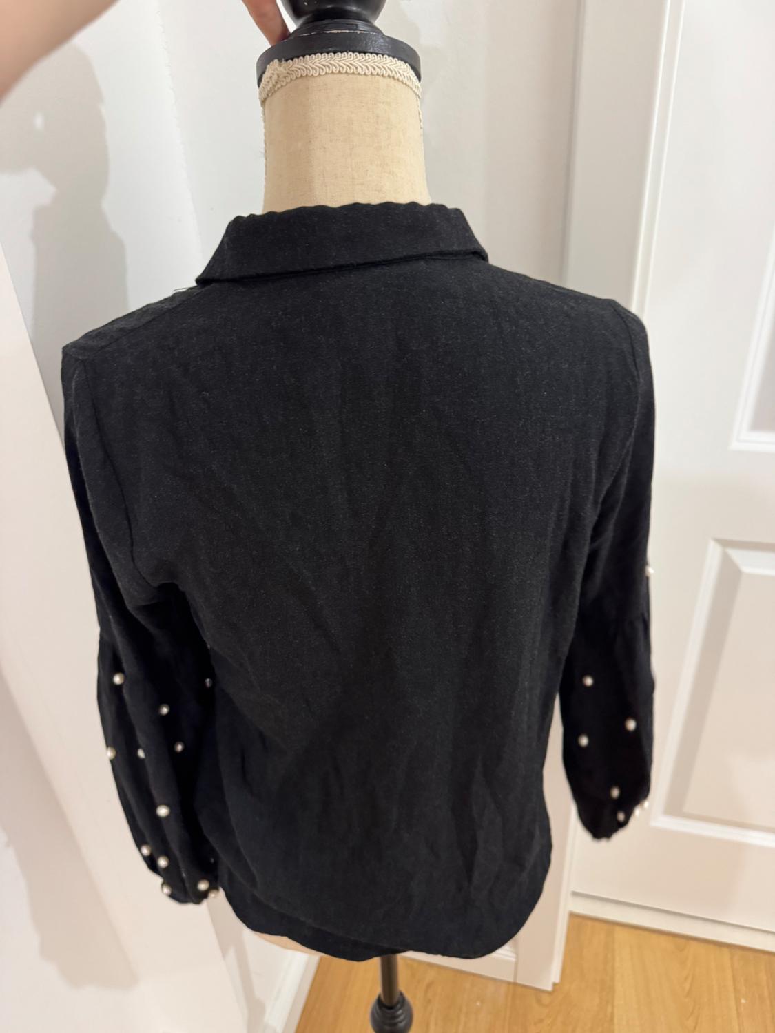 PUFFY SLEEVE SHIRT WITH PEARL BEADS - Image 3