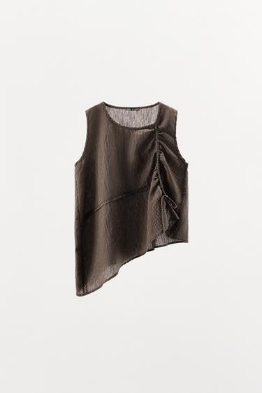 Zara STRIPED ASYMMETRIC TOP - 178 - Image 0