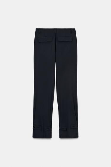 PANTALON DROIT À PASSANTS - Bleu marine foncé de Zara - Image 7