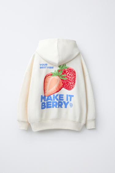 SUDADERA CAPUCHA FRUTAS - Crudo de Zara
