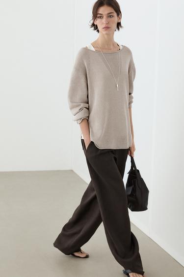 Zara 100% mercerised cotton sweater - Stone