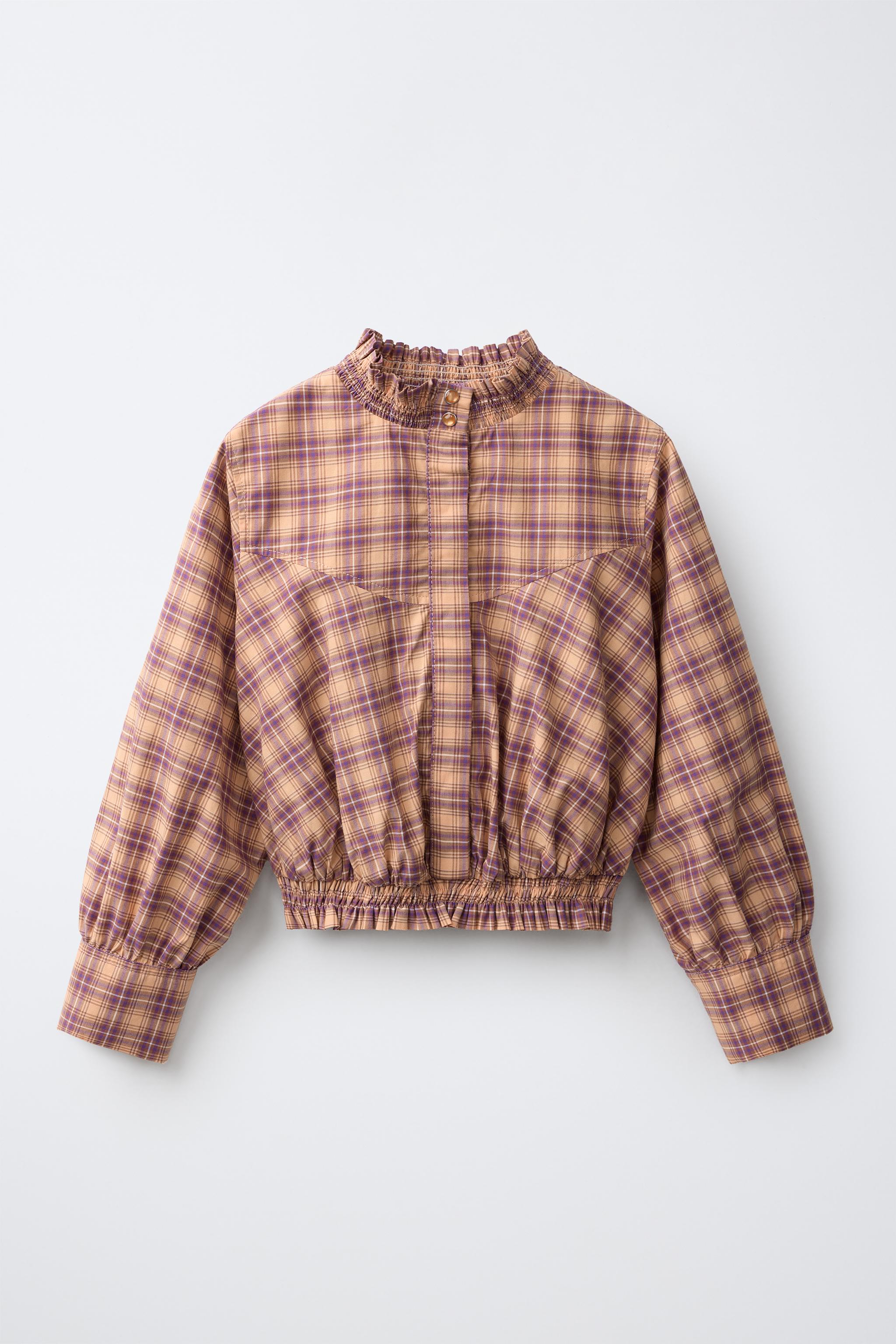 Детские рубашки Zara ELASTICIZED HIGH COLLAR SHIRT — фото 2
