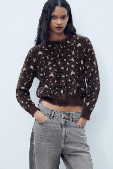 CHAQUETA PUNTO JACQUARD EFECTO PELO - Leopardo de Zara