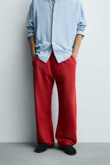 SPRAY WASH TROUSERS - Red by Zara