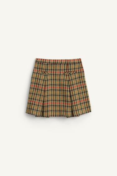 LIMITED EDITION HOUNDSTOOTH SKIRT WITH WOOL - orange-green by Zara - Image 5