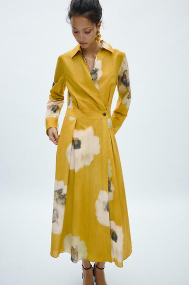 ZW COLLECTION PRINT DRESS - Yellow by Zara